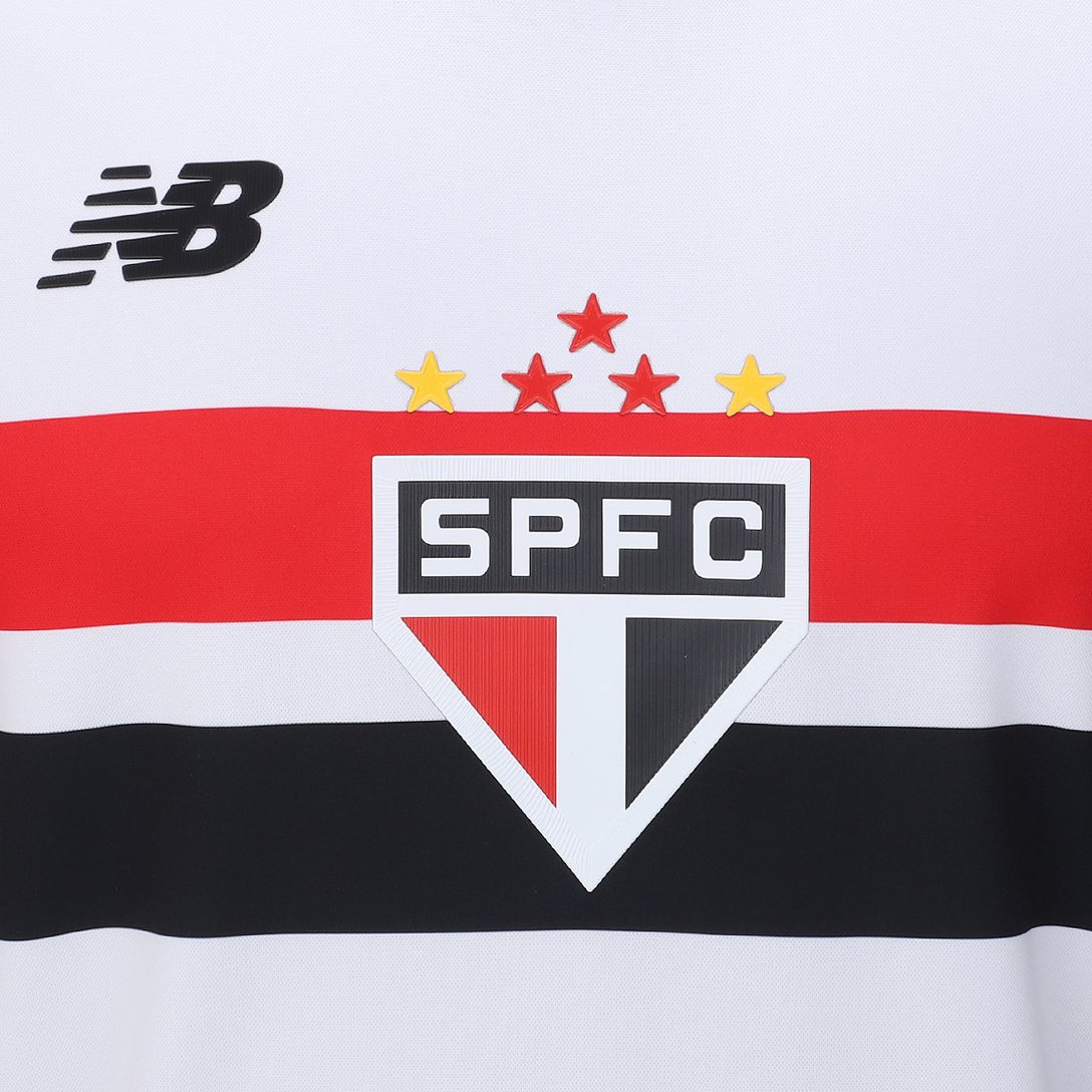 Camisa São Paulo I 24/25 s/n° Torcedor New Balance Masculina - Branco+Vermelho