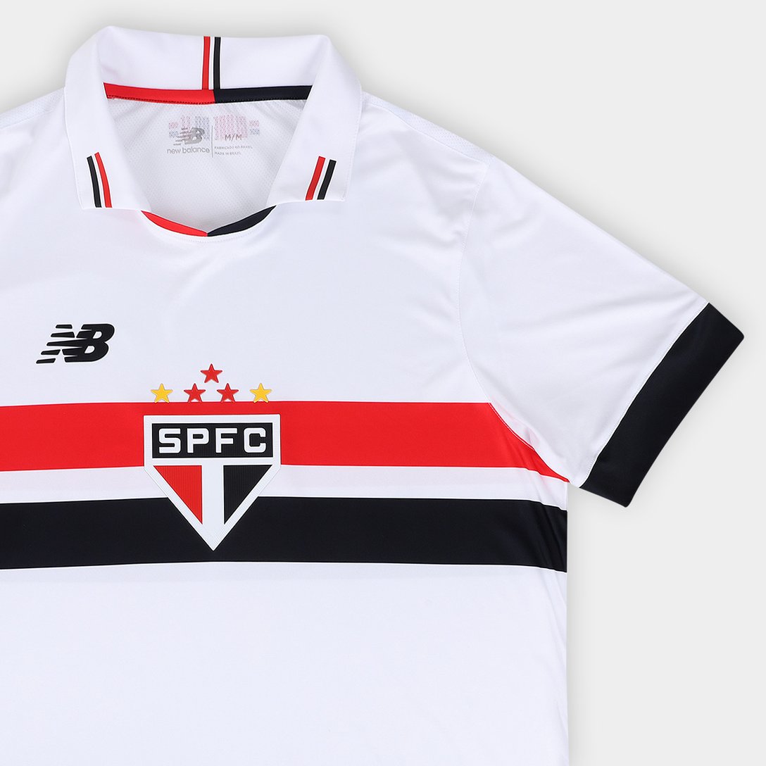 Camisa São Paulo I 24/25 s/n° Torcedor New Balance Masculina - Branco+Vermelho