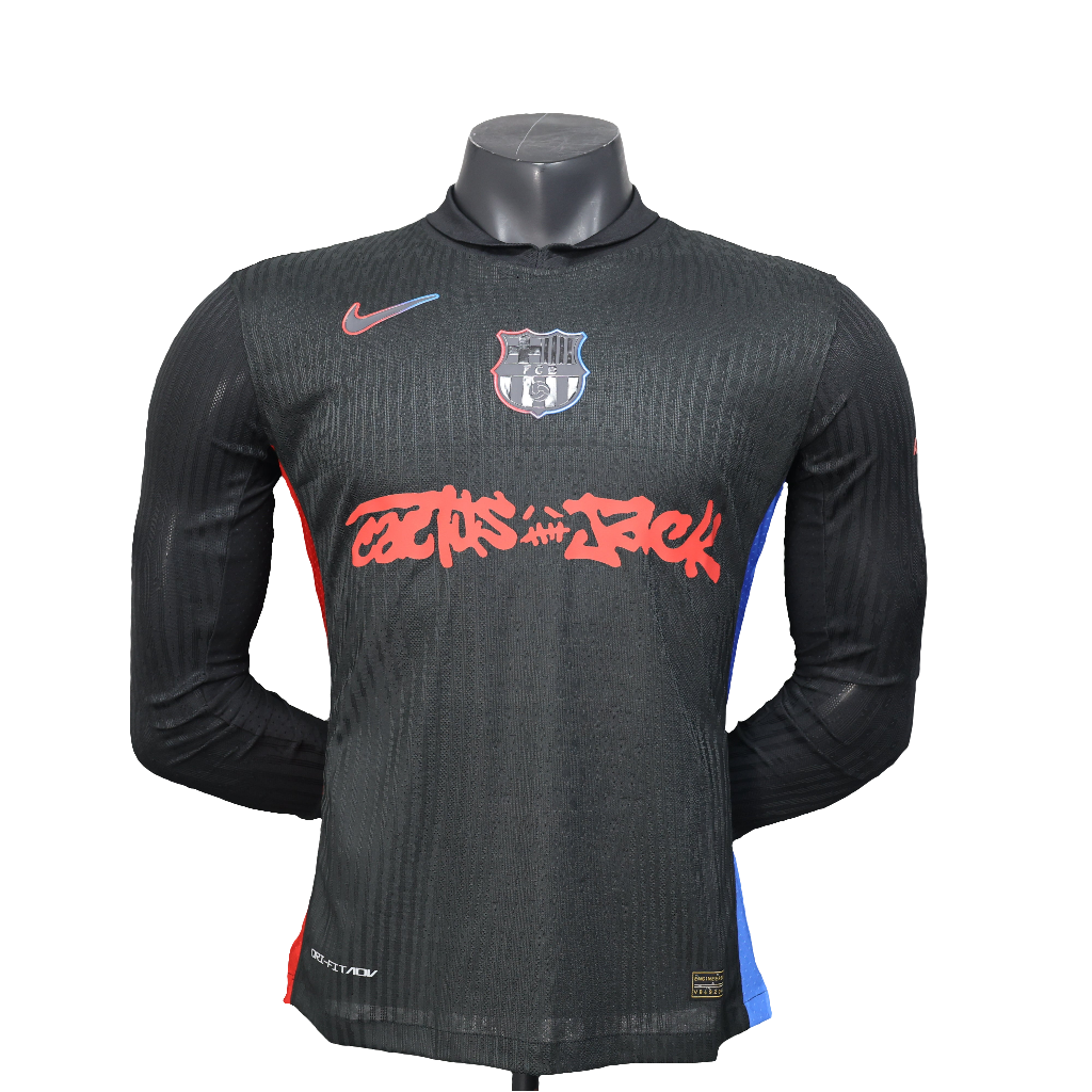 Camisa Barcelona ll Edição especial Travis Scott 24/25 Manga Longa - Masculina - Preta