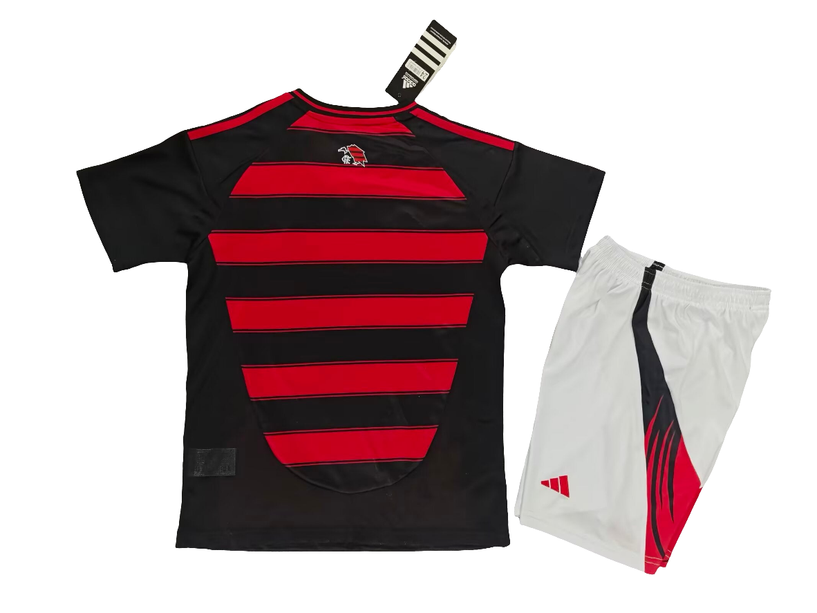 Kit Flamengo Infantil I 25/26 s/n Torcedor Adidas - Preto+Branco
