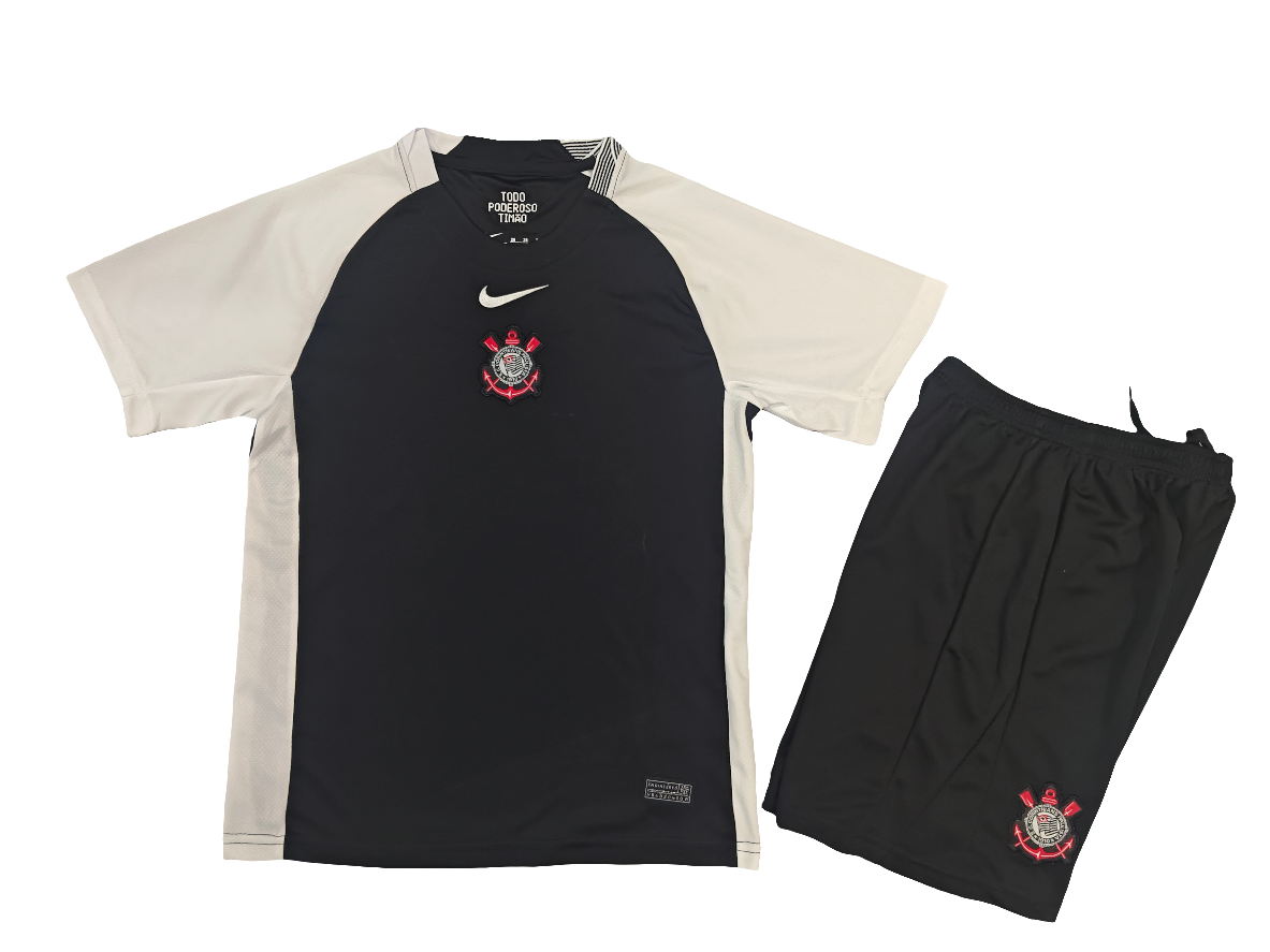 Kit Infantil Corinthians ll 25/26 Torcedor Nike - Preto e Branco