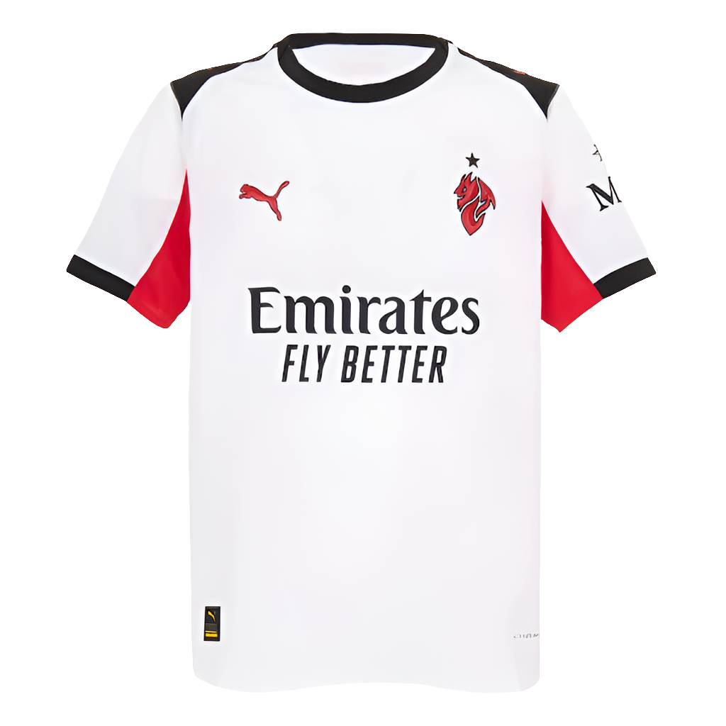 Camisa Milan II 25/26 - Torcedor Puma Masculina - Branca com Detalhes em Vermelho e Preto