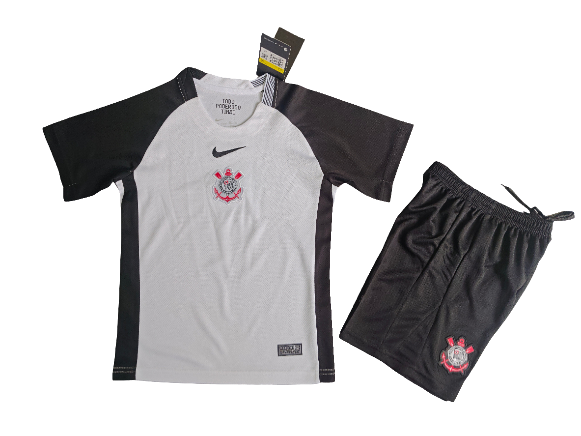 Kit Infantil Corinthians 25/26 Torcedor Nike - Branco + Preto