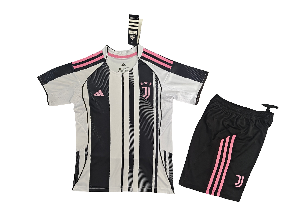 Kit infantil Juventus l 25/26 Adidas - Torcedor - Branca + Preta