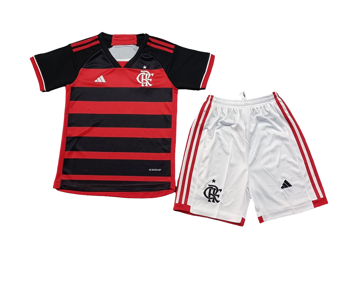 Kit Infantil Flamengo I 24/25 s/n° Torcedor Adidas - Vermelho+Preto