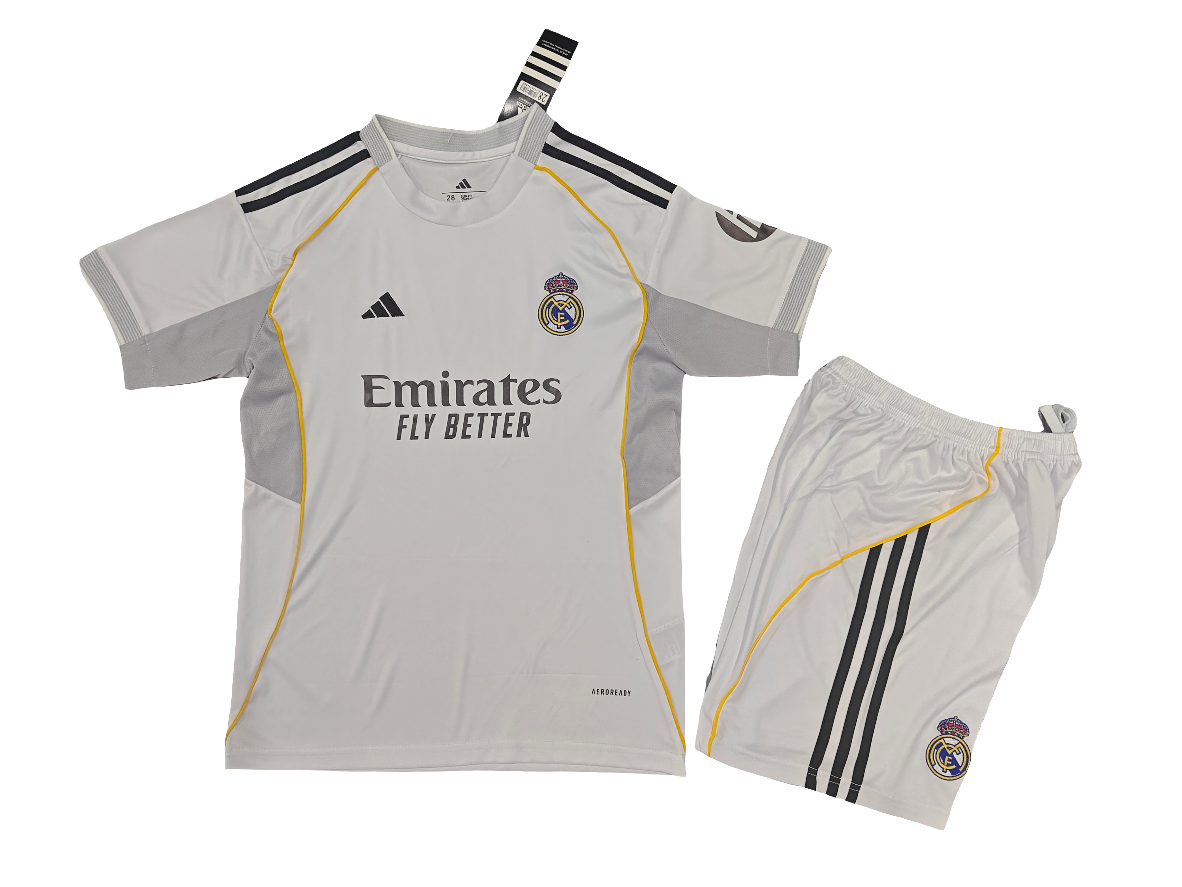 Kit Infantil Real Madrid l 25/26 Adidas - Torcedor - Branco