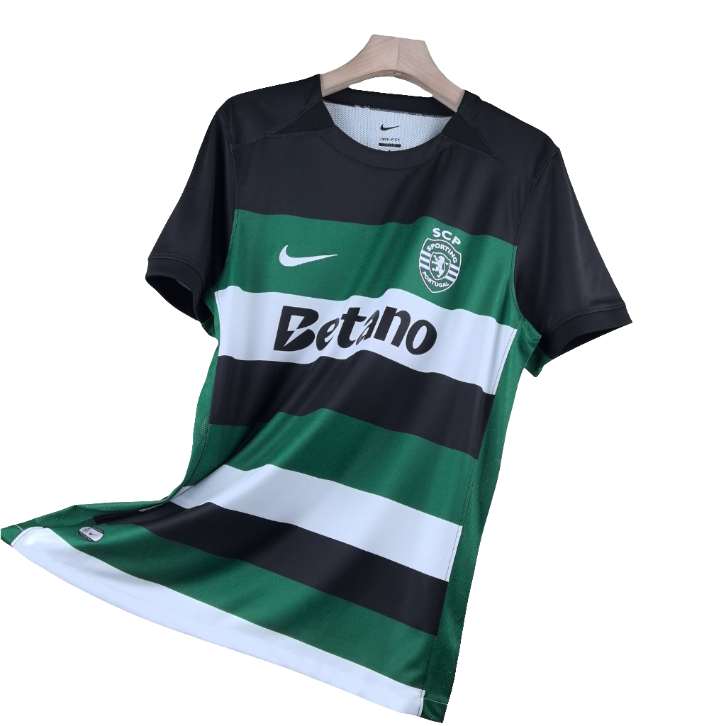 Camisa Sporting Lisboa I 24/25 - Torcedor Nike Masculina - Preta com detalhes em verde e branco