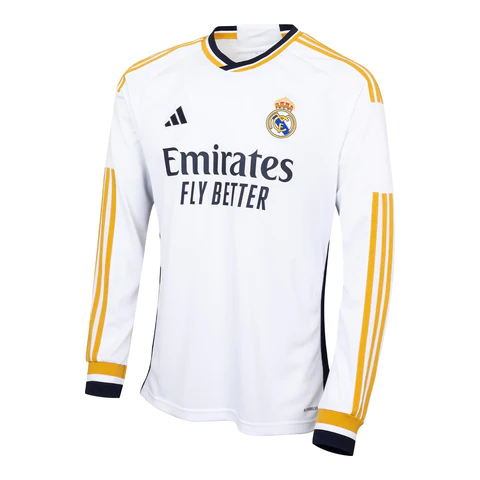 Camisa Real Madrid I Home 23/24 Manga Longa Adidas Masculina - Branco