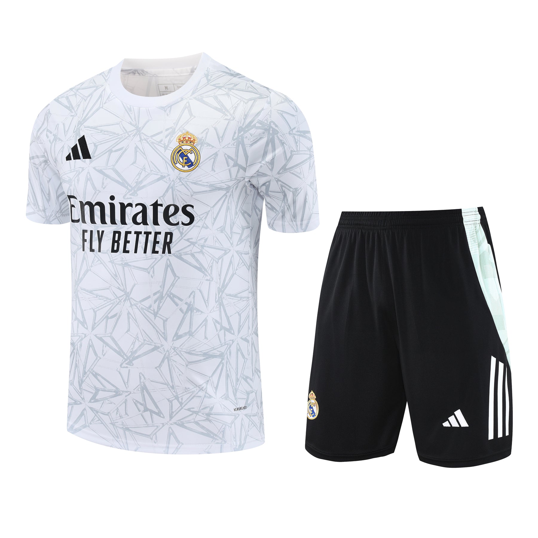 Kit Treino Real Madrid 25/26 Masculino - Adidas Branco com Preto