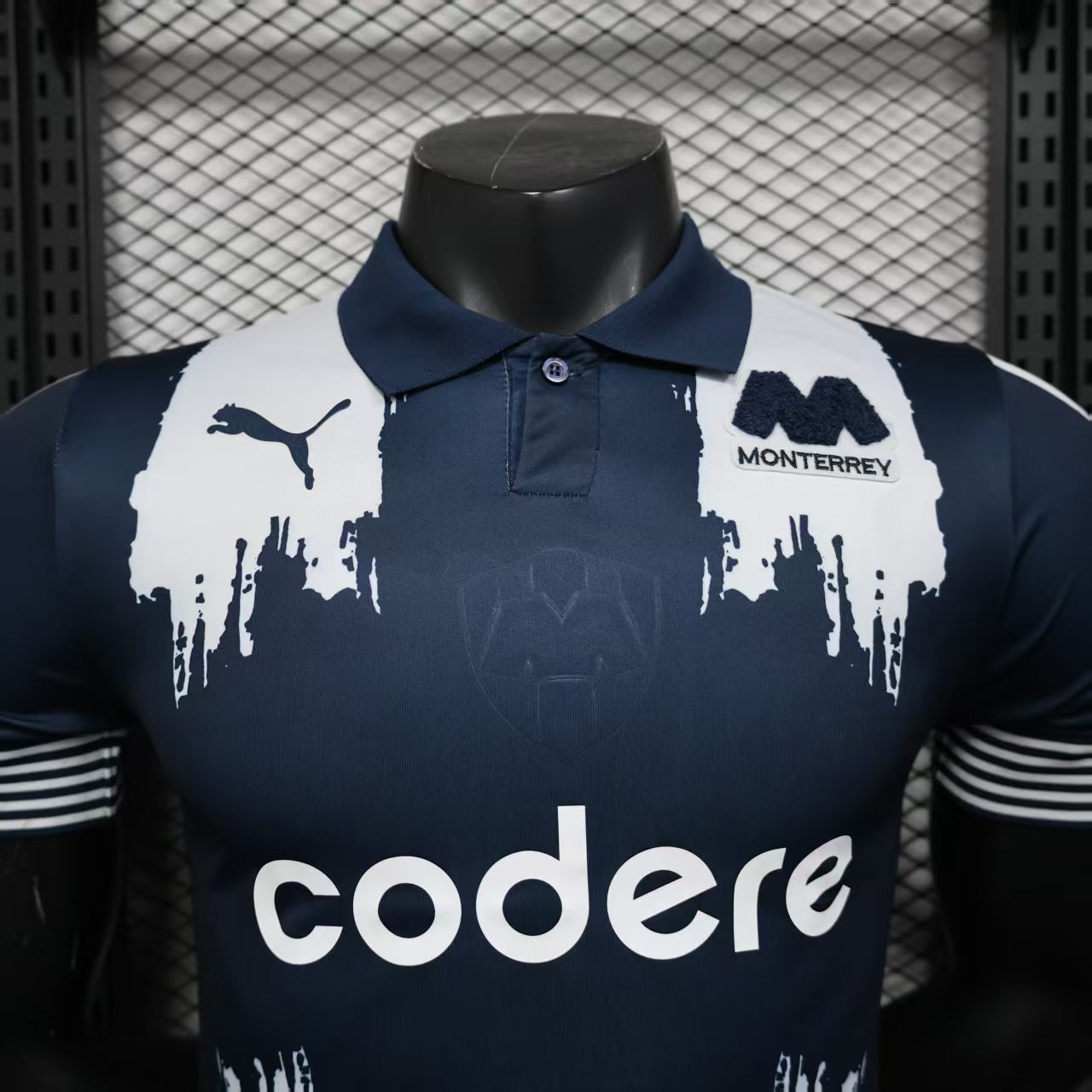 Camisa C.F Monterrey 2025/26 s/n Jogador Masculina - Azul marinho+Branco
