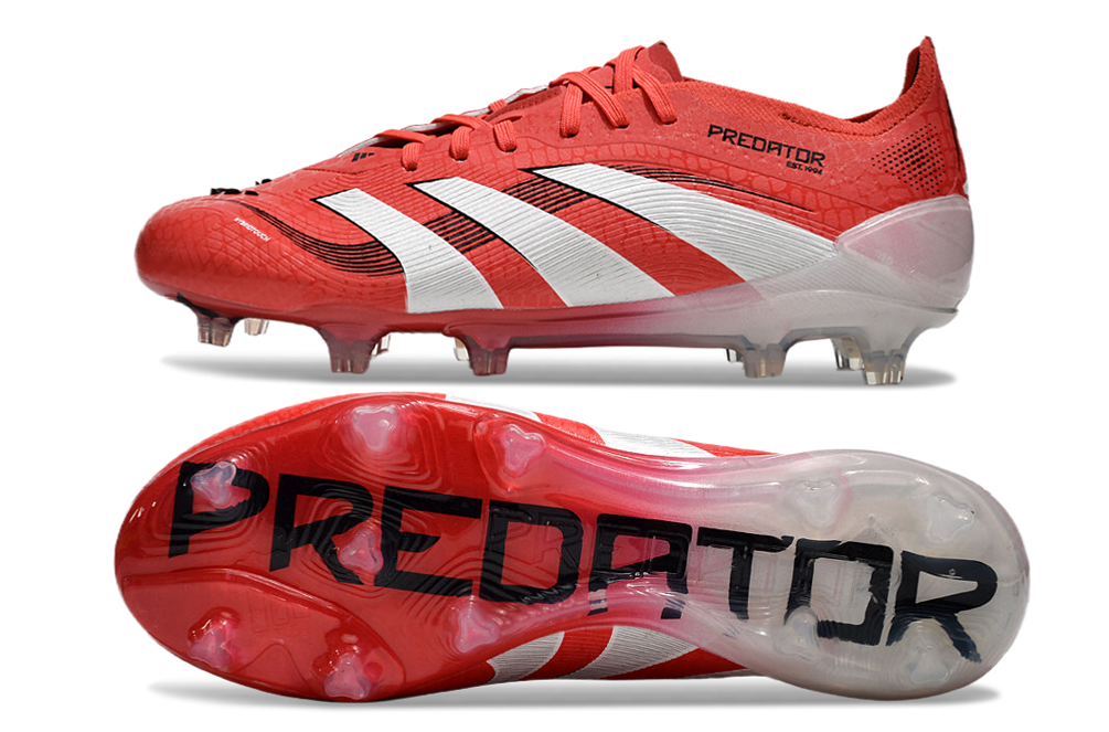 Chuteira Adidas Predator Elite FG Vermelha e Branca "Pure Victory".