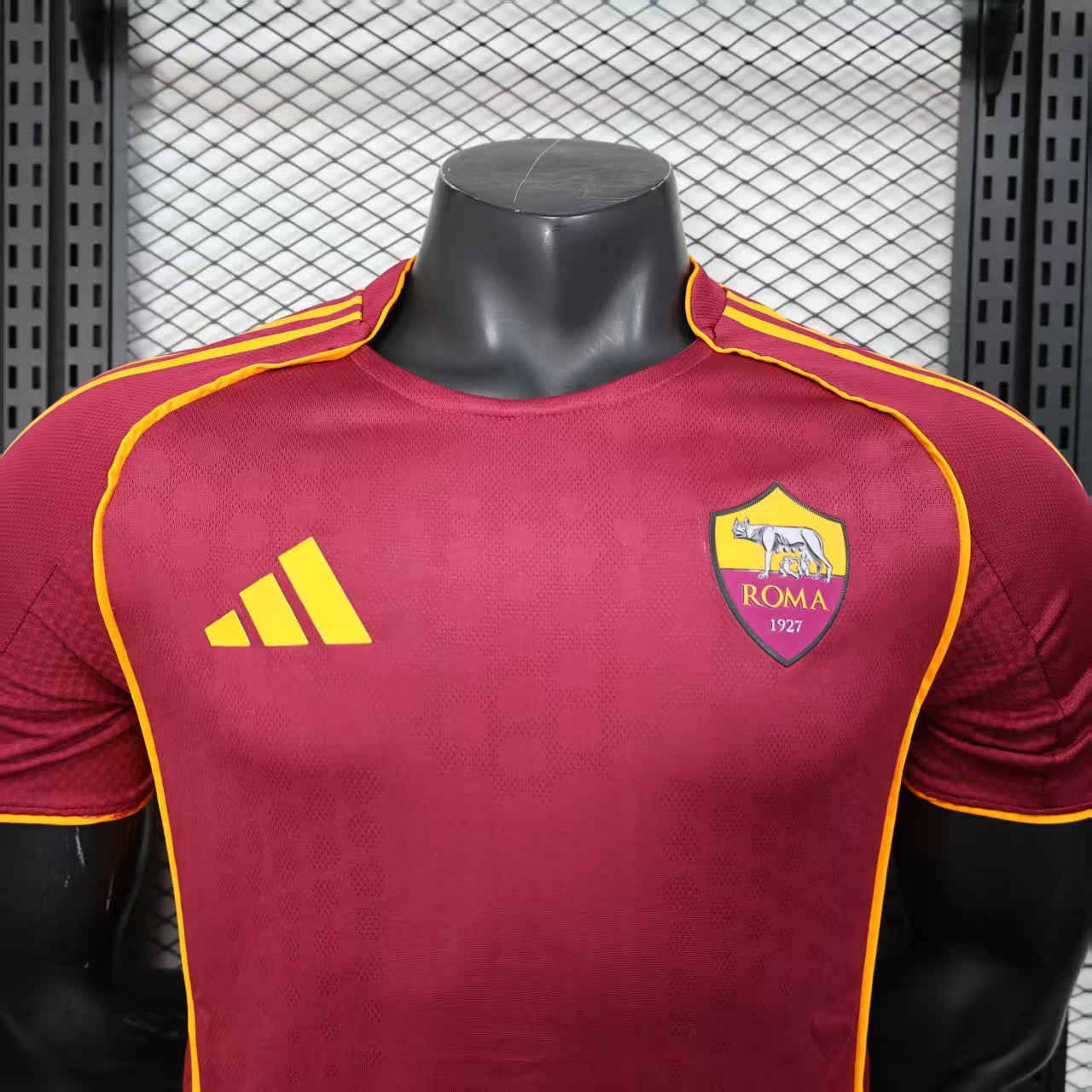 Camisa Adidas Roma I 25/26 s/n° Jogador Masculina - Bordô e Amarela