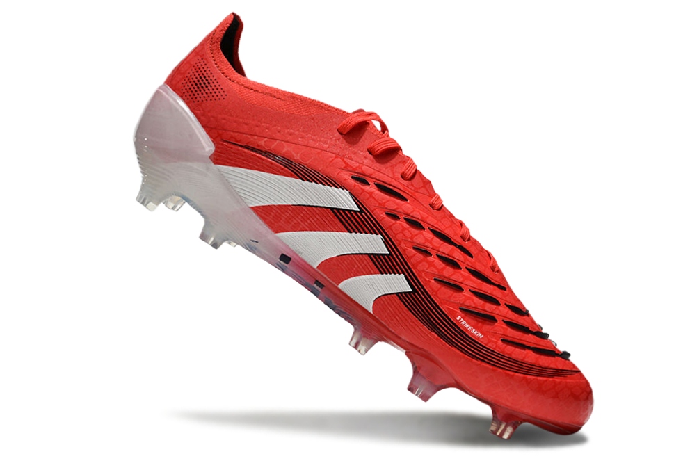 Chuteira Adidas Predator Elite FG Vermelha e Branca "Pure Victory".