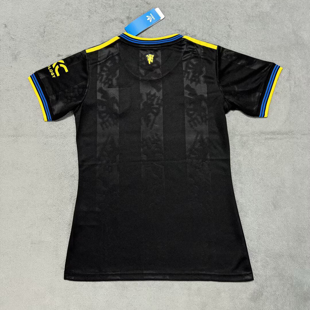 Camisa Manchester United lll 2025/26 Adidas Torcedor Feminino - Preta + Amarelo