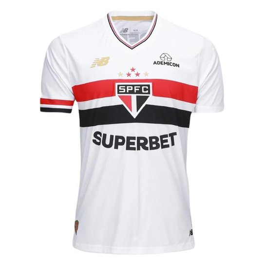Camisa São Paulo 25/26 Home Torcedor New Balance Masculina - Branco+Vermelho