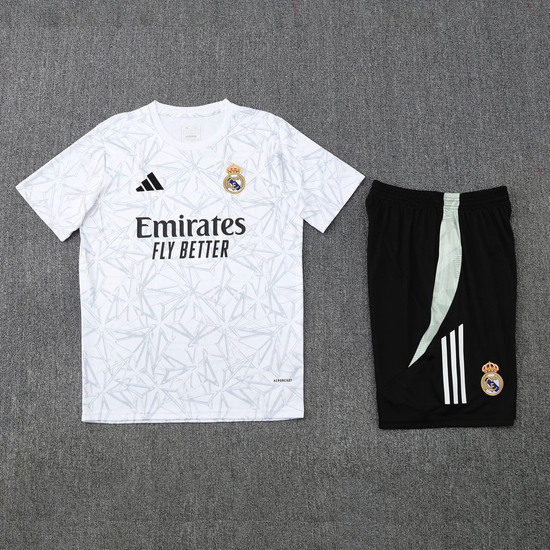 Kit Treino Real Madrid 25/26 Masculino - Adidas Branco com Preto