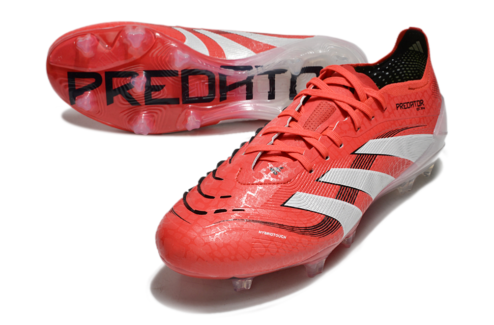 Chuteira Adidas Predator Elite FG Vermelha e Branca "Pure Victory".