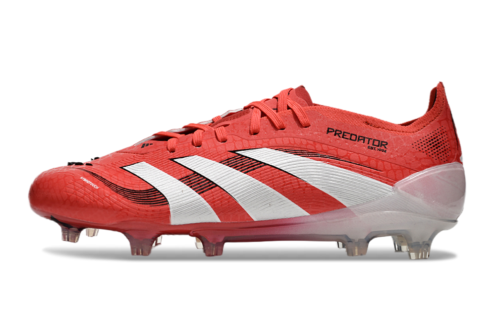 Chuteira Adidas Predator Elite FG Vermelha e Branca "Pure Victory".