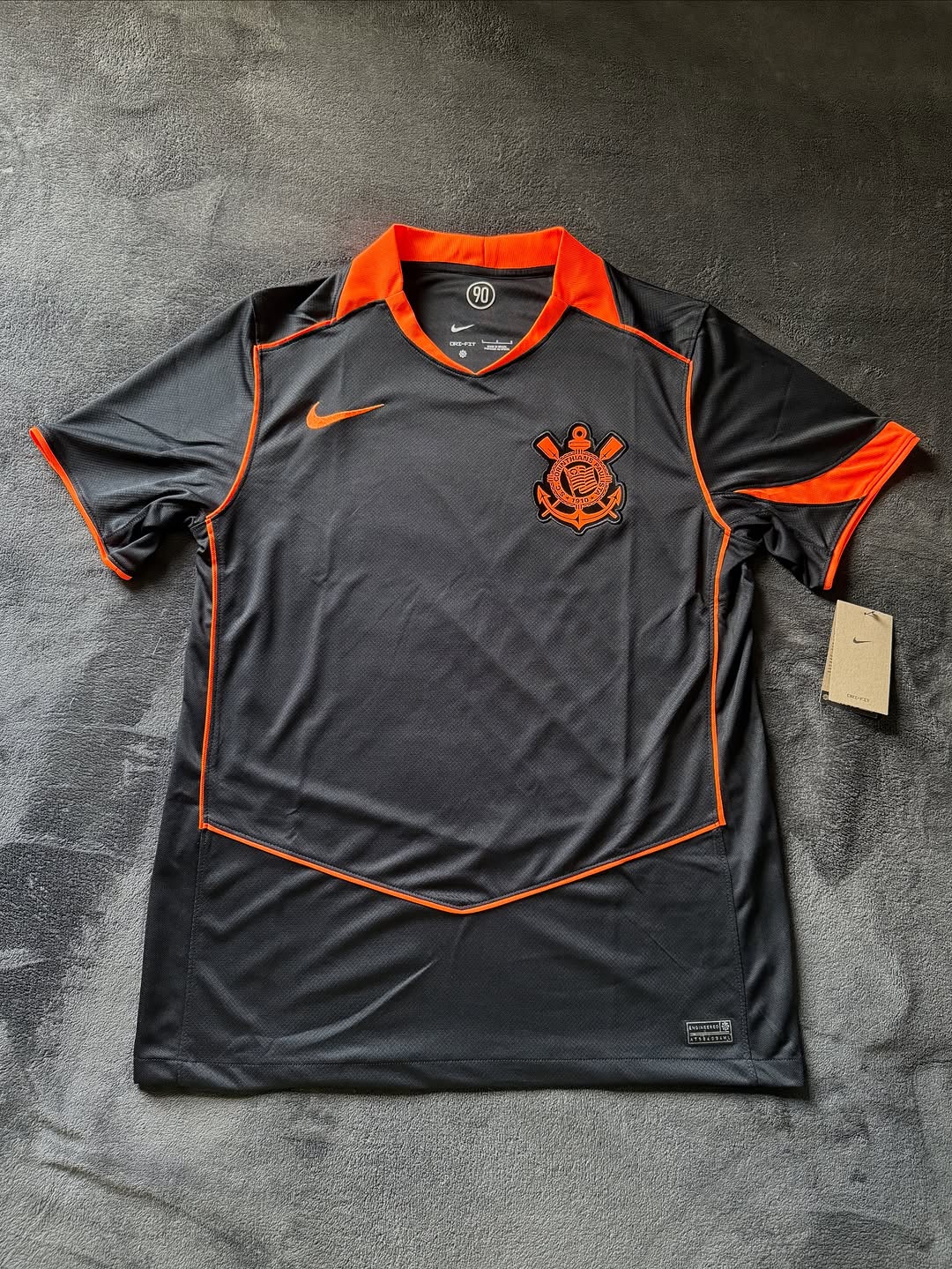 Camisa Corinthians III 25/26 s/n Torcedor Nike Total 90 Masculina - Preto+Laranja