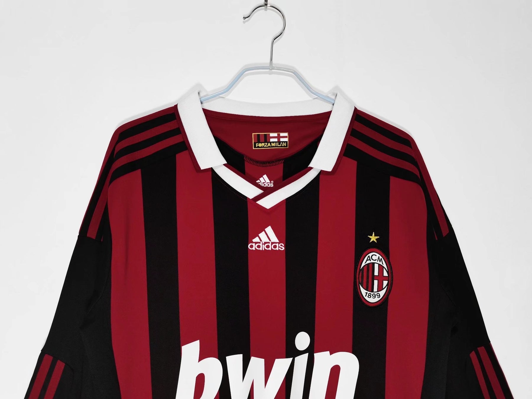 Camisa Ac Milan 2009/10 Manga Longa - Versão Retrô Masculino - Preto e Vermelho