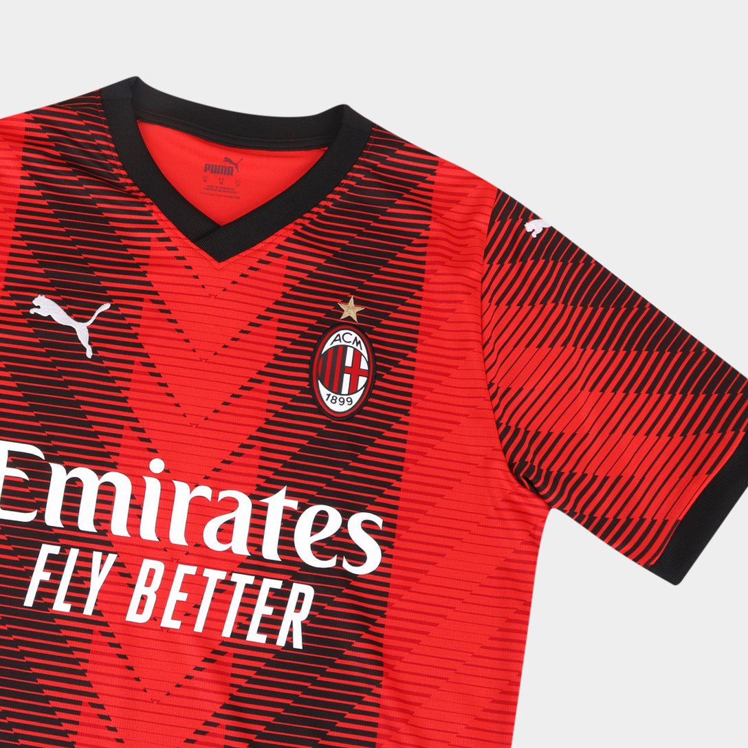Camisa AC Milan Home 23/24 s/n° Torcedor Puma Masculina - Vermelho+Preto