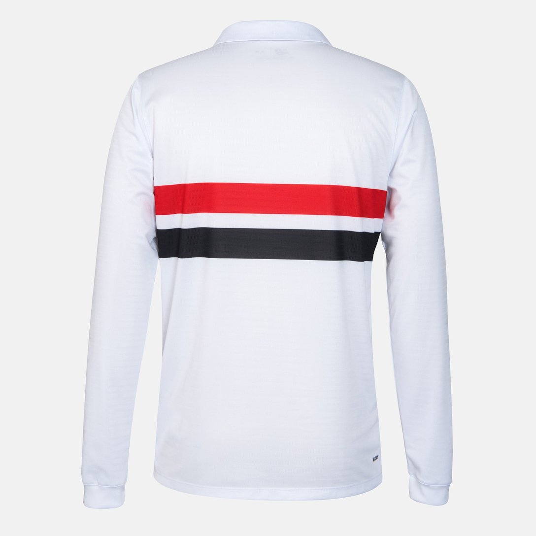 Camisa São Paulo I 24/25 s/n° Torcedor New Balance Manga Longa Masculina - Branco+Vermelho