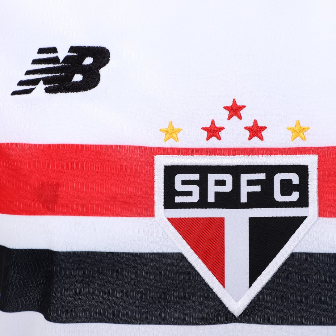 Camisa São Paulo I 24/25 s/n° Torcedor New Balance Feminina - Branco+Vermelho