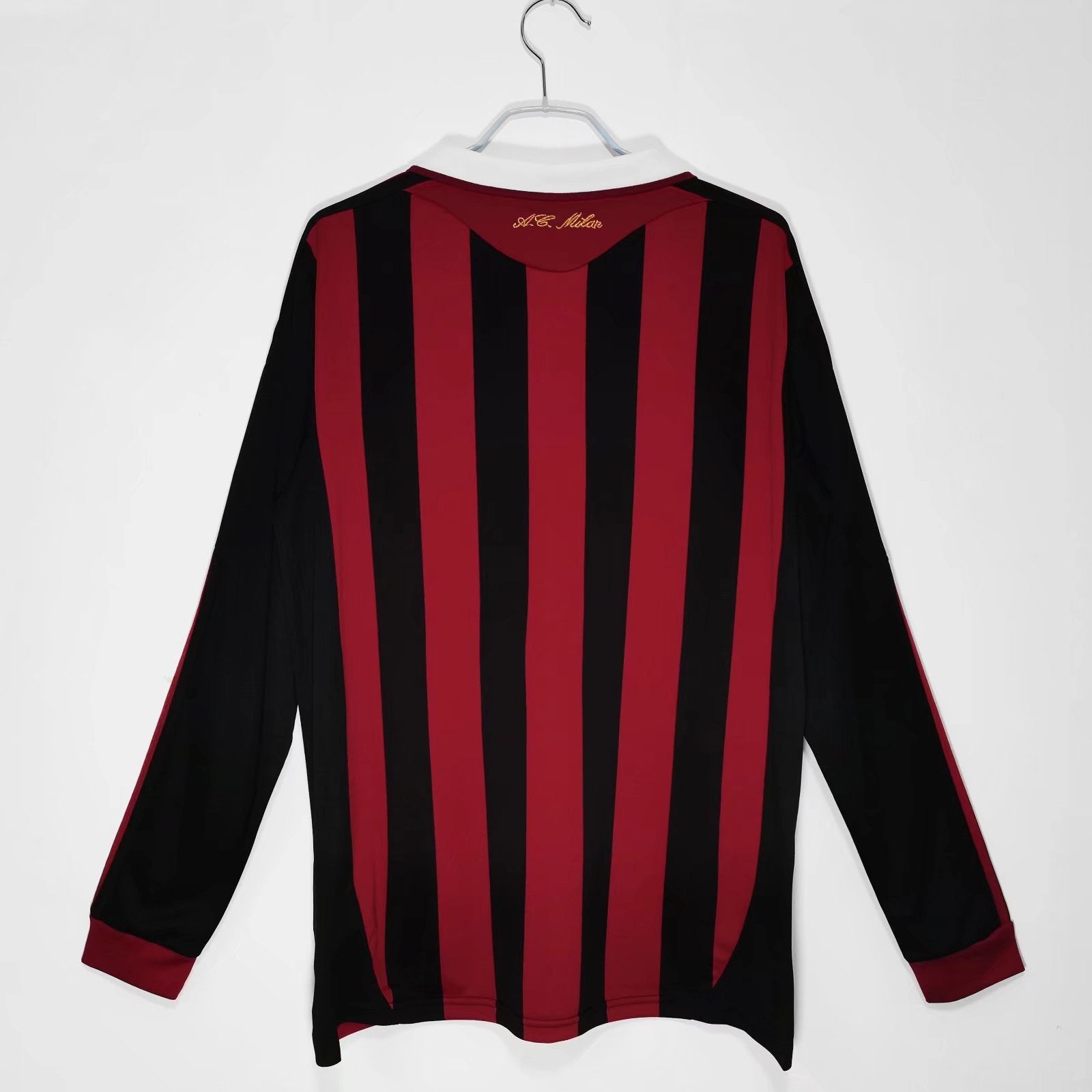 Camisa Ac Milan 2009/10 Manga Longa - Versão Retrô Masculino - Preto e Vermelho