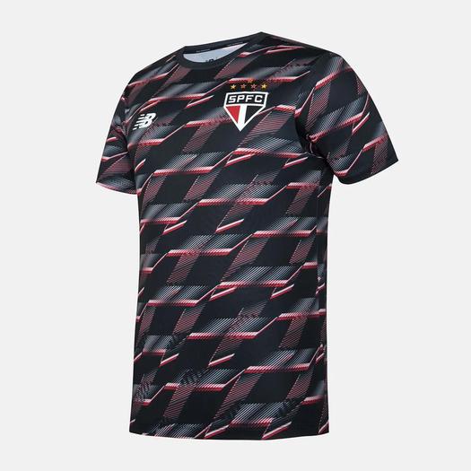 Camisa São Paulo 24/25 s/n° Pré Jogo New Balance Masculina - Preto+Vermelho