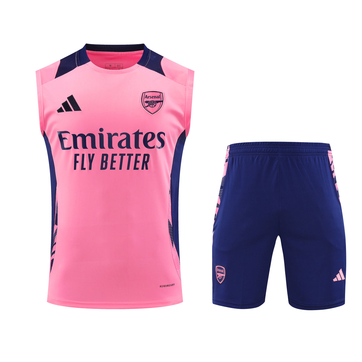 Kit de Treino Arsenal Adidas 24/25 Camisa e Bermuda Rosa e Preto