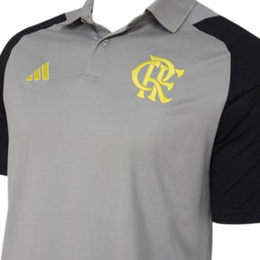 Camisa Polo Atleta Flamengo 24/25 Adidas Masculina - Cinza