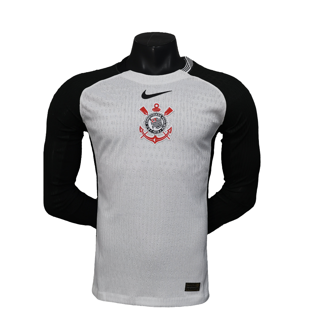 Camisa Corinthians l 25/26 S/N Jogador Manga Longa Nike Masculina - Branco+Preto