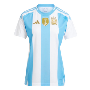 Camisa Seleção Argentina I 2024/25 Adidas Feminina - Branco com Detalhes Dourados