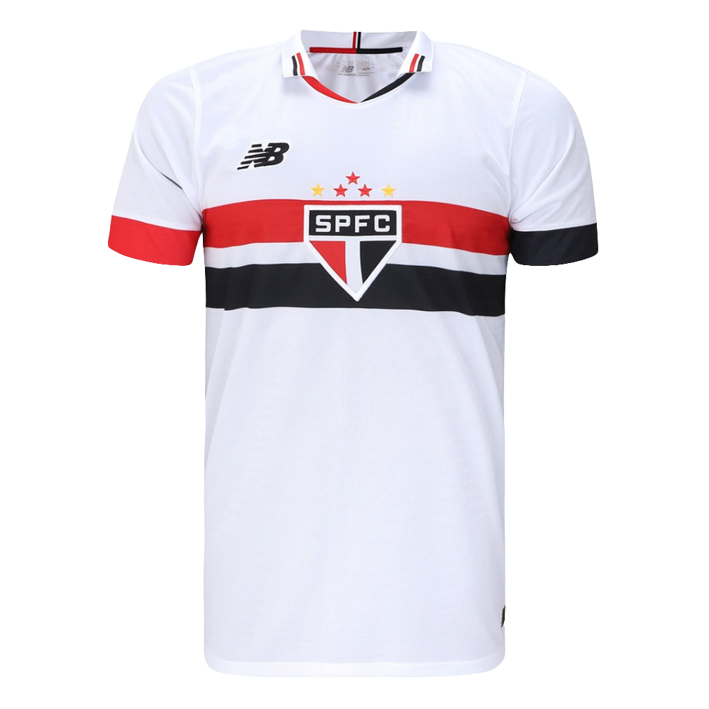 Camisa São Paulo I 24/25 s/n° Torcedor New Balance Masculina - Branco+Vermelho