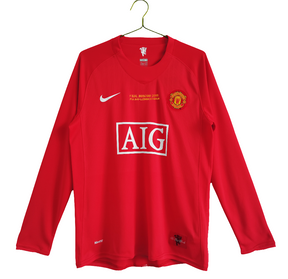 Camisa Manchester United  2007/08 Manga Longa - Versão Retrô Masculina - Vermelha