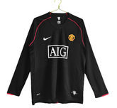 Camisa Manchester United Away 2007/08 Manga Longa - Versão Retrô Masculina - Preta