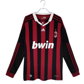 Camisa Ac Milan 2009/10 Manga Longa - Versão Retrô Masculino - Preto e Vermelho