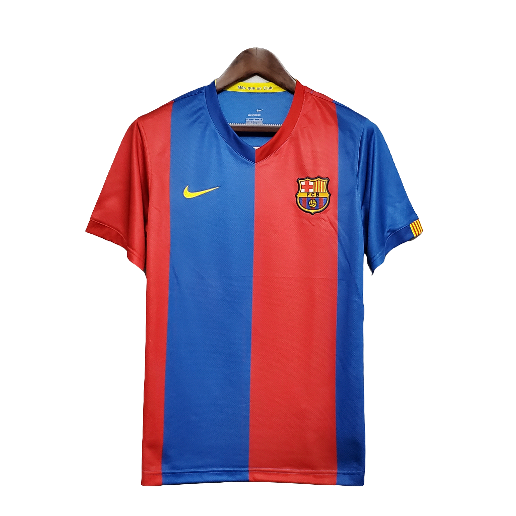 Camisa Barcelona Retrô Home 05/06 Torcedor Masculina - Vermelha e Azul