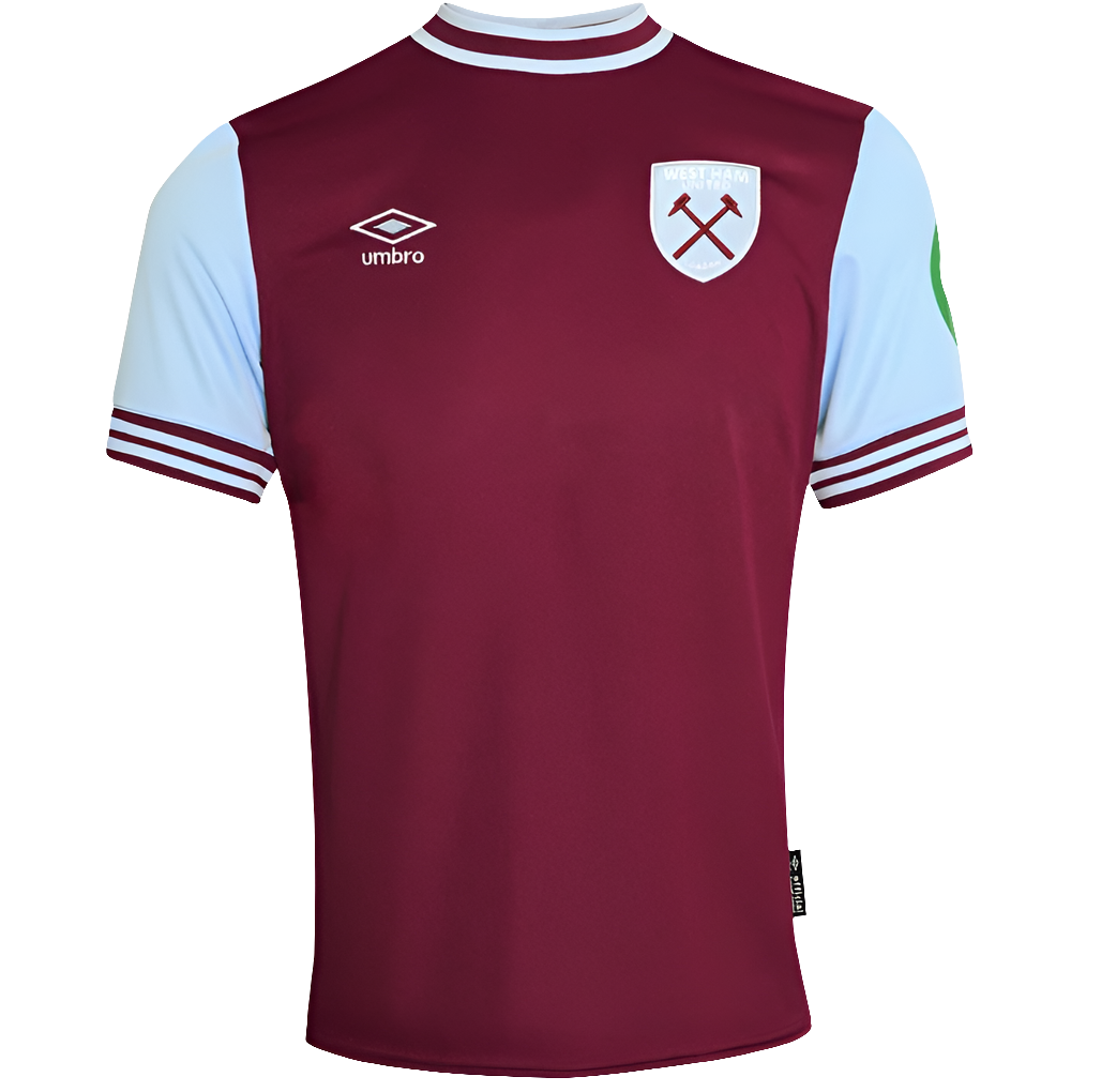 Camisa West Ham Home 2024/2025 Grená e Azul Torcedor Masculina Umbro