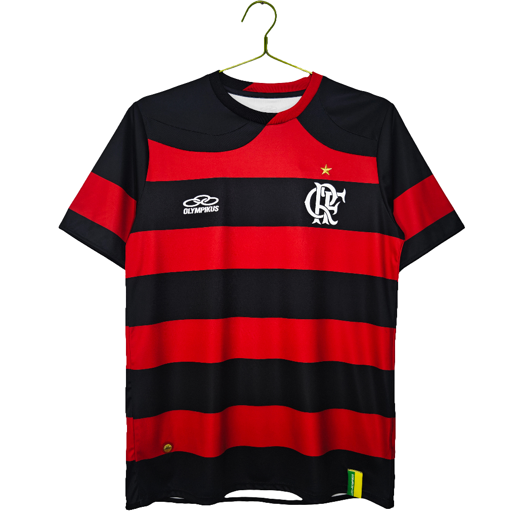 Camisa Flamengo  2009/10 Home - Versão Retrô Masculina - Vermelho e Preto