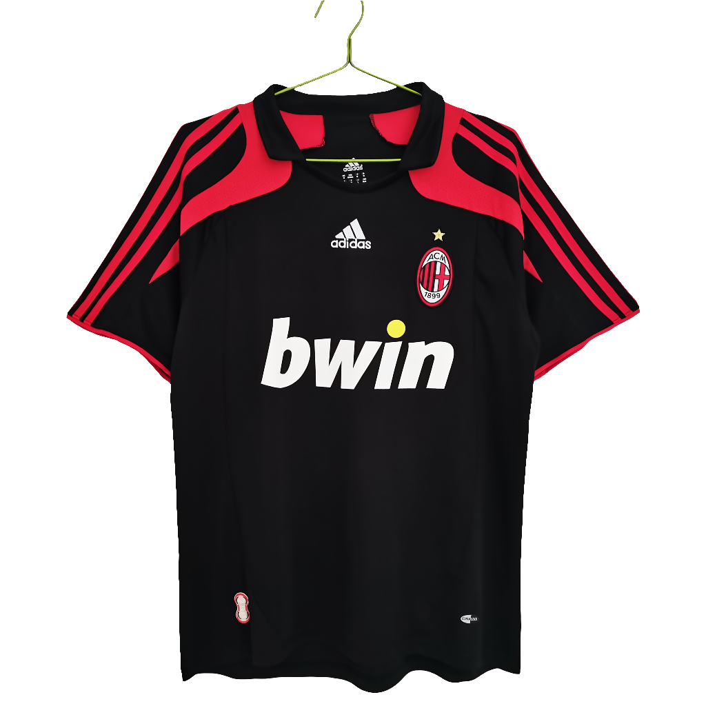 Camisa Ac Milan 2007/08 - Versão Retrô Masculino - Preto e Vermelho