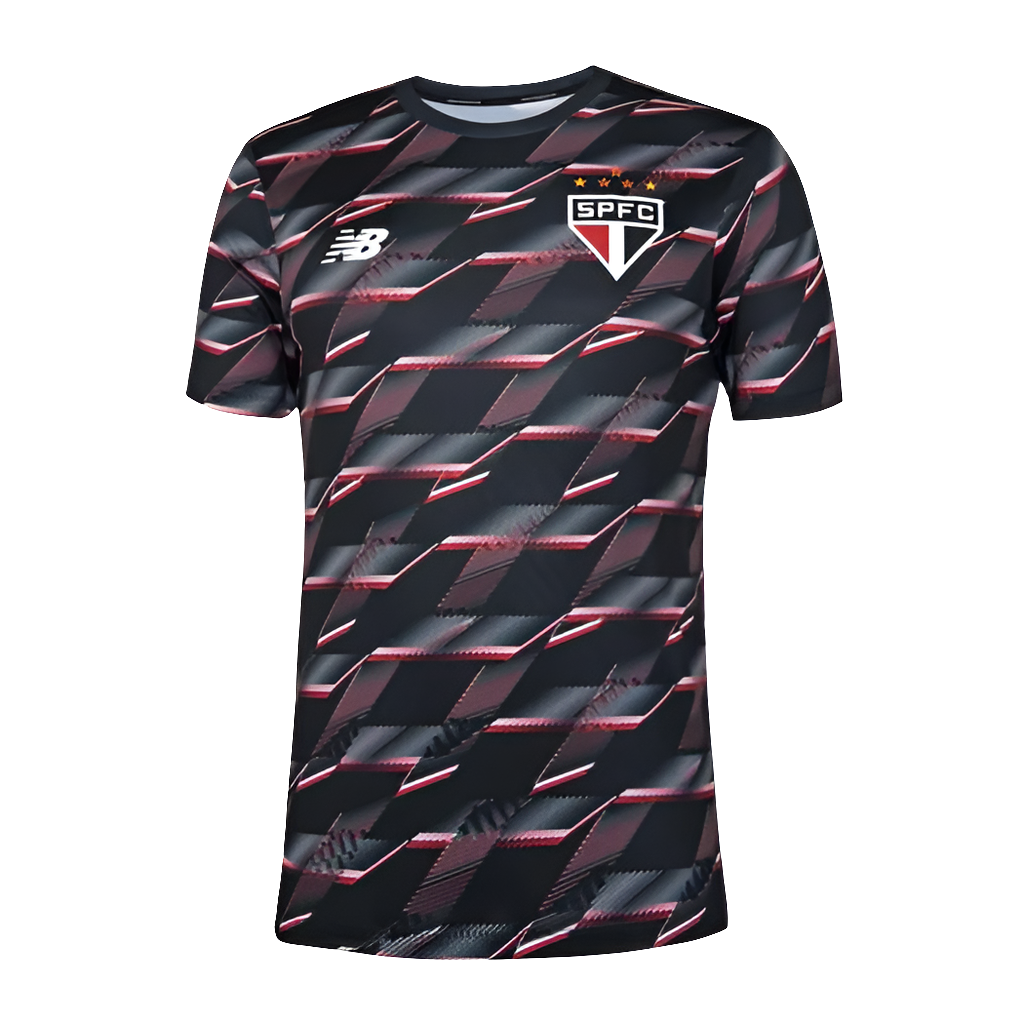 Camisa São Paulo 24/25 s/n° Pré Jogo New Balance Masculina - Preto+Vermelho