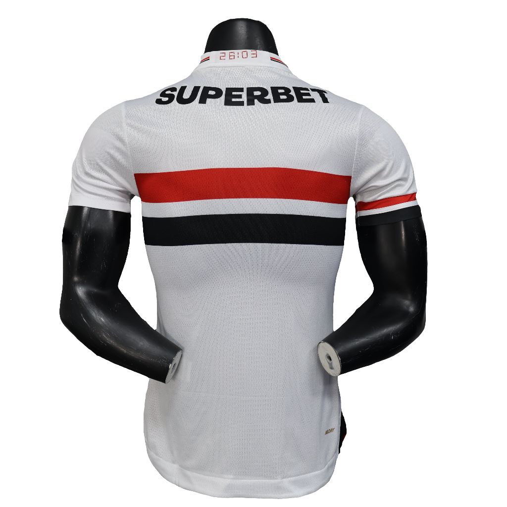 Camisa São Paulo 25/26 Home Versão jogador - New Balance Masculina - Braco + Vermelho