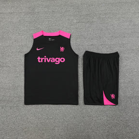 Kit de Treino Chelsea Nike 24/25 - Camisa e Bermuda- Preto e Rosa