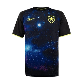 Camisa Botafogo Pré-jogo 24/25 - Torcedor Reebok Masculina - Preta com detalhes em azul e amarelo