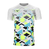 Camisa Lazio Pré-jogo 24/25 - Torcedor Mizuno Masculina - Branca com detalhes em azul e preto e verde fluorescente