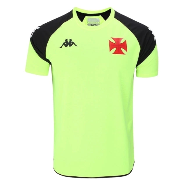 Camisa Vasco da Gama Treino 24/25 - Torcedor Kappa Masculina - Amarela fluorescente com detalhes em preto