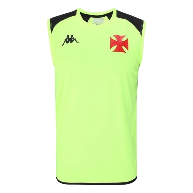 Camisa regata Vasco da Gama Treino 24/25 - Torcedor Kappa Masculina - Amarela fluorescente com detalhes em preto