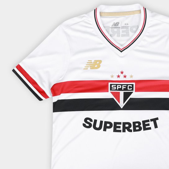 Camisa São Paulo 25/26 Home Torcedor New Balance Feminina - Branco+Vermelho