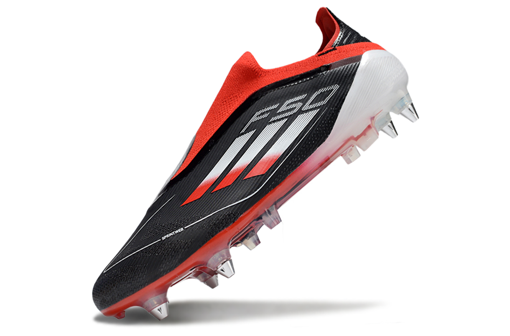 Chuteira Adidas F50 Laceless Preto e Vermelho - Trava Mista